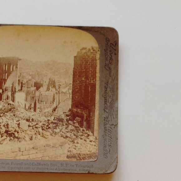 ANTIQUE Stereograph Card "Ruined City San Francisco" 1906 Underwoodand Underwood - Picture 4 of 6